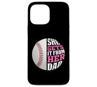 Custodia per iPhone 13 Pro Max Baseball Saying She Gets It From Her Dad Funny Baseball Dad
