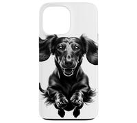 Custodia per iPhone 13 Pro Max Bassotto divertente in salto come un ritratto fresco