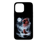 Custodia per iPhone 13 Pro Max Birdwatcher retrò Red Cardinal Bird che ulula alla luna degli anni '90