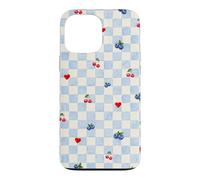 Custodia per iPhone 13 Pro Max Blu Gingham Cherry Mirtillo Picnic Coquette Estetica