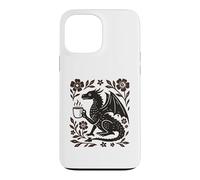 Custodia per iPhone 13 Pro Max Boho Drago Bere Caffè Folk Art Mitico Bestia