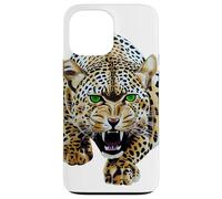 Custodia per iPhone 13 Pro Max Bold Leopard Wildlife Jungle Vibes, arte vintage con stampa leopardata