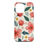 Custodia per iPhone 13 Pro Max Bold Teal verde foglie rosso rosa fiori floreali