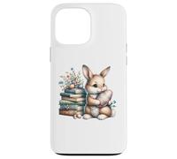 Custodia per iPhone 13 Pro Max Bookish Easter Bunny Reading Book Every Bunny Loves to Read