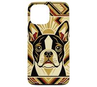 Custodia per iPhone 13 Pro Max Boston Terrier Art Deco stile retrò cane design