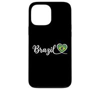 Custodia per iPhone 13 Pro Max Brasile, corsivo, scrittura, con, bandiera nazionale, cuore