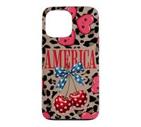 Custodia per iPhone 13 Pro Max Brown Cheetah America Girls Leopard Print Cherry E Bow