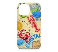 Custodia per iPhone 13 Pro Max California Coastal Seafood Collage Retro Beach Food Art
