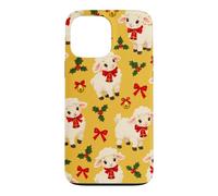 Custodia per iPhone 13 Pro Max Campana con fiocco di agnello giallo senape rosso per Natale