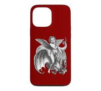 Custodia per iPhone 13 Pro Max Carattere alato demoniaco cavalcando un drago a due teste ritagliato