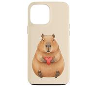 Custodia per iPhone 13 Pro Max Carino Capibara Holding Cuore Rosso Valentine Love