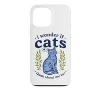 Custodia per iPhone 13 Pro Max Carino I Wonder If Cats Think About Me Too Folk Art Kitten