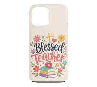 Custodia per iPhone 13 Pro Max Carino Insegnante Fede Libri Floreali Benedetto Umore