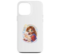 Custodia per iPhone 13 Pro Max Chibi Gesù Cristo Kawaii Tenendo l'Agnello