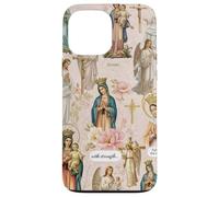 Custodia per iPhone 13 Pro Max Collage cristiano cattolico floreale vintage della Vergine
