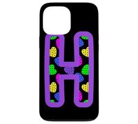 Custodia per iPhone 13 Pro Max Colorato Cuore Modello Lettera H Monogramma Design