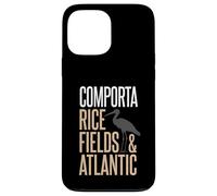 Custodia per iPhone 13 Pro Max Comporta Portogallo campi di riso e silhouette di cicogna atlantica