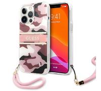 Custodia per iPhone 13 Pro Max con cinturino Guess Camo Collection rosa