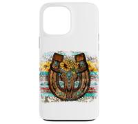 Custodia per iPhone 13 Pro Max Country Boho Western Bull Decor For Women Cute Horseshoe