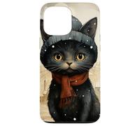 Custodia per iPhone 13 Pro Max Cozy Black Cat Autumn Cottagecore - Cute Autumn Winter Kitty