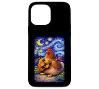 Custodia per iPhone 13 Pro Max Cozy Chicken Playing Guitar Whimsical Art Music Farmer Hen