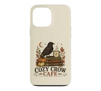 Custodia per iPhone 13 Pro Max Cozy Crow Cafe, design vintage per amanti del caffè autunnale
