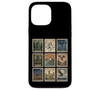 Custodia per iPhone 13 Pro Max Cryptid Stamp Set Bigfoot Yeti Mothman Legendary Creatures
