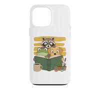 Custodia per iPhone 13 Pro Max Curious Reading Animals Frog Raccoon Dog Book Lover