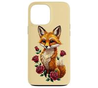 Custodia per iPhone 13 Pro Max Cute Fox Roses Foresta Animale Volpe Rossa Fiori