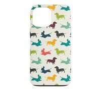 Custodia per iPhone 13 Pro Max Cute Funny Womens Jumping Multicolor Dachshund Lover Pattern