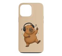 Custodia per iPhone 13 Pro Max Dancing Capybara con cuffie Musica Design
