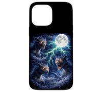 Custodia per iPhone 13 Pro Max Dark Chupacabra Sotto la Luna Vintage Fantasy Lightning Art