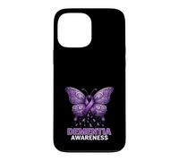 Custodia per iPhone 13 Pro Max Dementia Awareness - Supporto a forma di farfalla, con nastro viola