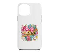 Custodia per iPhone 13 Pro Max Design floreale per insegnanti, materiale scolastico stravagante