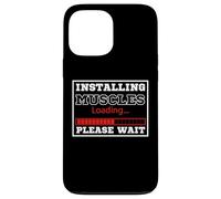 Custodia per iPhone 13 Pro Max Divertente allenamento Fitness Palestra Installazione Muscoli Prego Attendere