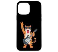 Custodia per iPhone 13 Pro Max Divertente cartone animato Tiger Rock Music Guitar Player Design