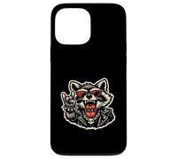 Custodia per iPhone 13 Pro Max Divertente e fresco Raccoon Rock On Hand Sign Rockstar Tour Graphic