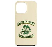Custodia per iPhone 13 Pro Max Divertente palla da golf con mascotte "My Handicap Is My Attitude"
