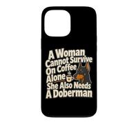 Custodia per iPhone 13 Pro Max Doberman Mom Coffee Amante dei cani