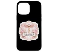 Custodia per iPhone 13 Pro Max Donna Chirurgo Endocrino Caduceo Distintivo Endocrinologia Floreale