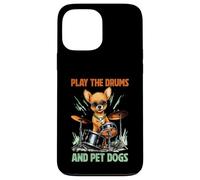 Custodia per iPhone 13 Pro Max Drummer Dog Play The Drums Pet Dog Drumming Batteria Percussioni
