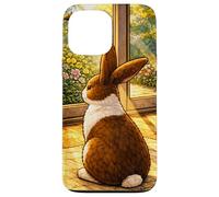 Custodia per iPhone 13 Pro Max Dutchie Bunny seduto dentro mentre guarda fuori
