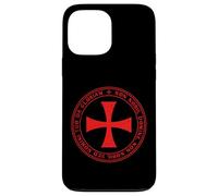 Custodia per iPhone 13 Pro Max Emblema Motto Croce Cavalieri Templari | Cristianesimo Nero