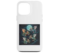 Custodia per iPhone 13 Pro Max Epica battaglia del drago sotto la luna piena Fantasy Art