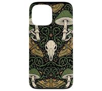 Custodia per iPhone 13 Pro Max Estetica Goblincore | Falena e teschio di funghi - Cottagecore