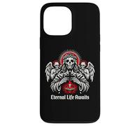 Custodia per iPhone 13 Pro Max Eternal Life Awaits Dark Christian Gothic Skeleton Gesù Art