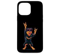 Custodia per iPhone 13 Pro Max Fantastica grafica Rottweiler Rock on Funny Dog Lover, mano rosa