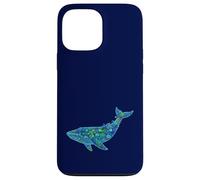 Custodia per iPhone 13 Pro Max Floral Whale Blue Humpback Botanical Flowers Ocean Nature