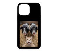 Custodia per iPhone 13 Pro Max Funny Cat Selfie with Pigs Design - Cute Animal Pig Lovers