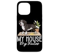 Custodia per iPhone 13 Pro Max Funny Dog My House My Rules Barzellette per gli amanti dei cani